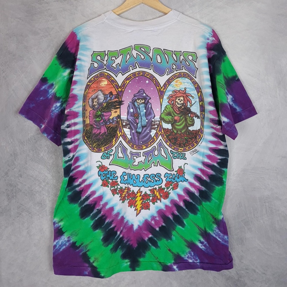 Vintage Grateful Dead Shirt Mens XL Tie Dye Seasons Of The Dead Liquid Blue - Picture 10 of 16